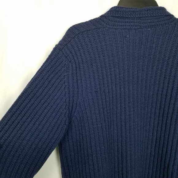 Vintage | Susan Bristol 100% Wool Cardigan Ribbed Knit Blue - Picture 10 of 16